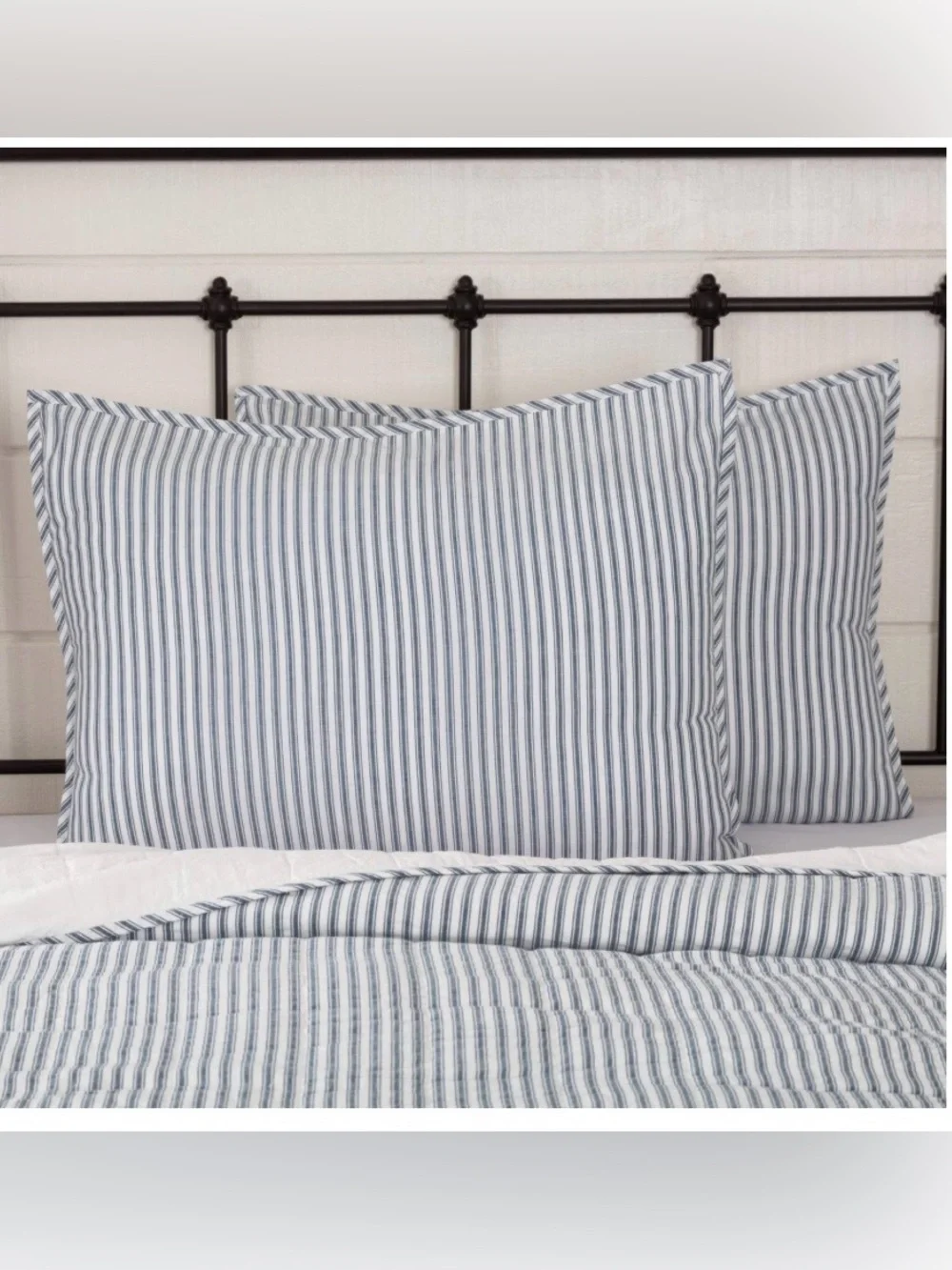 VHC BRANDS Ticking Stripe Sham 27x21” (1-Count) SAWYER MILL BLUE